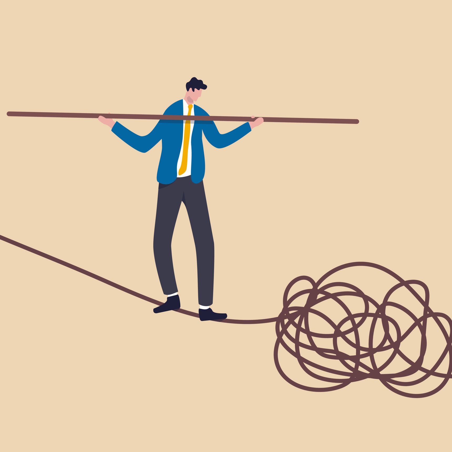 tegning af mand på line