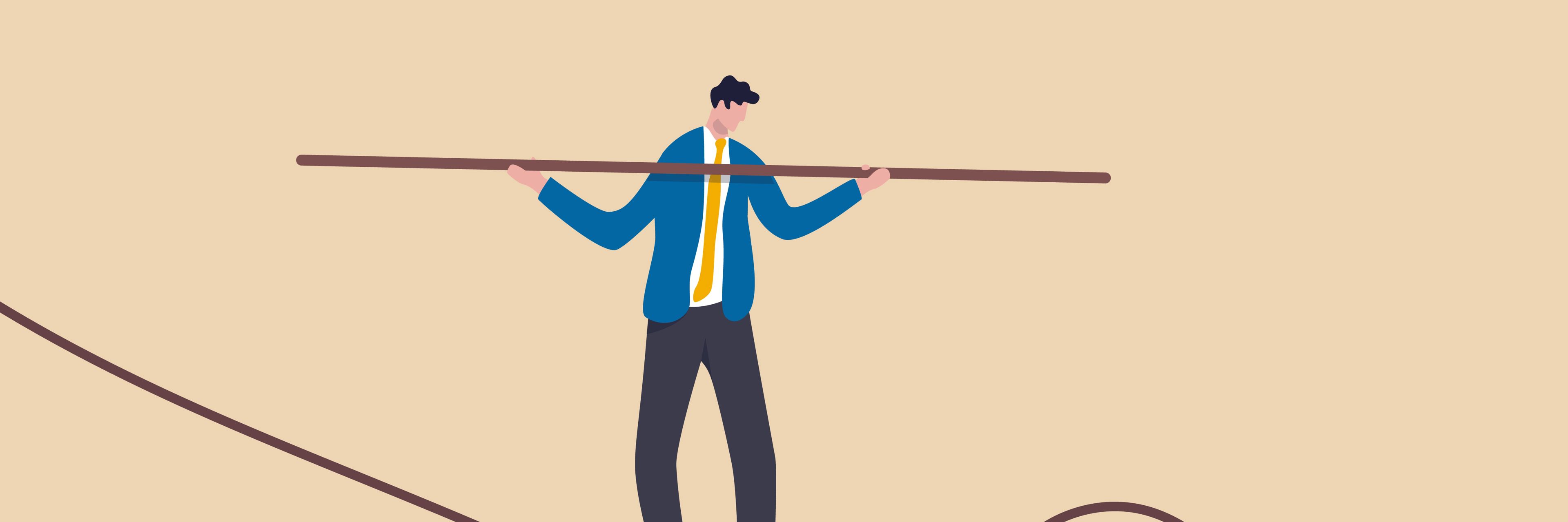 tegning af mand på line