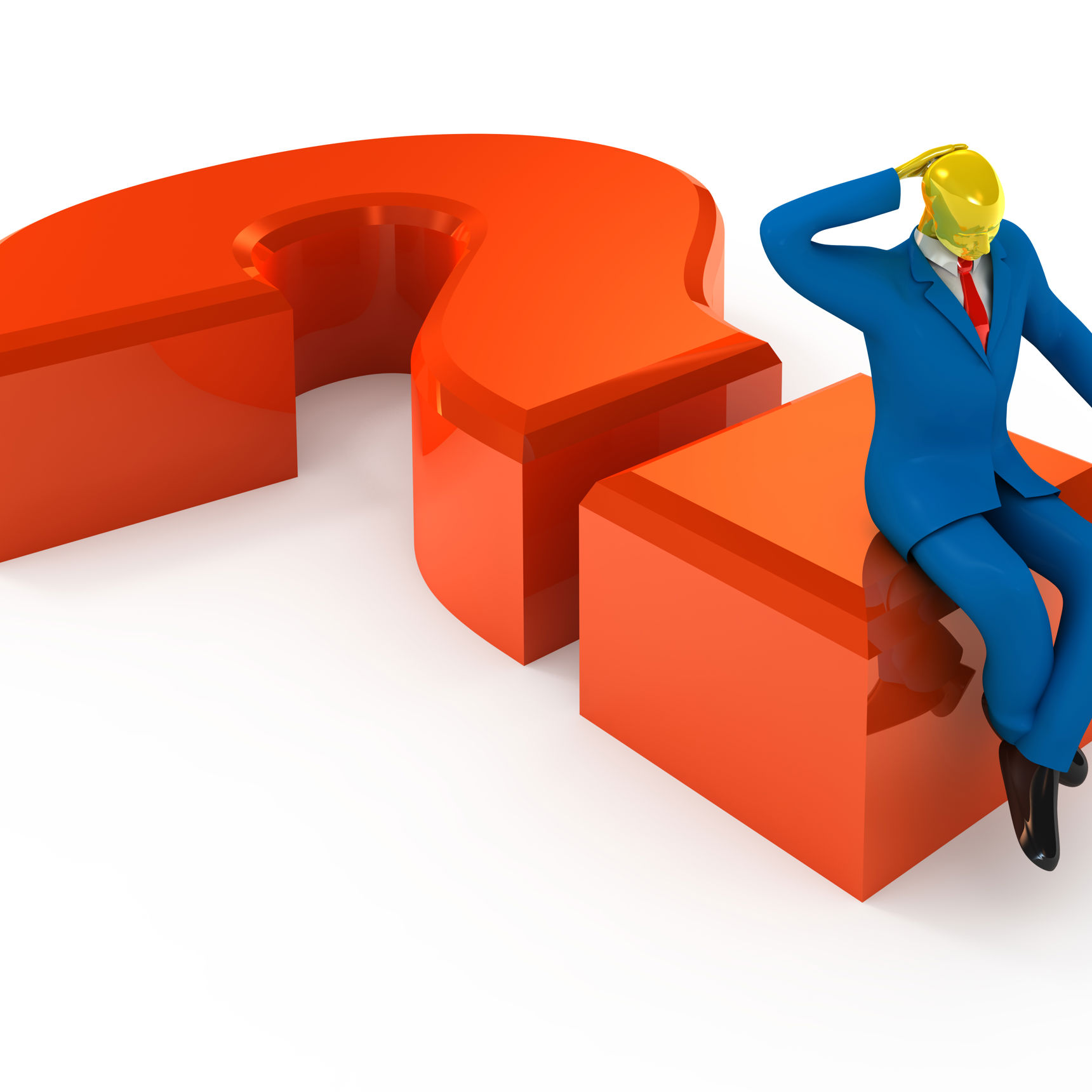 tegning af mand der sidder på spørgsmålstegn