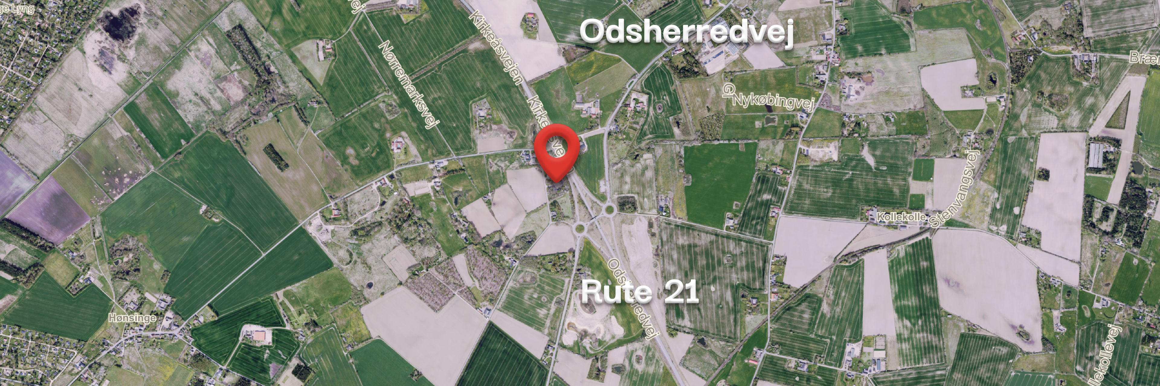 Nørremarksvej, Rute 21, Odsherredvej og Vig set fra luften